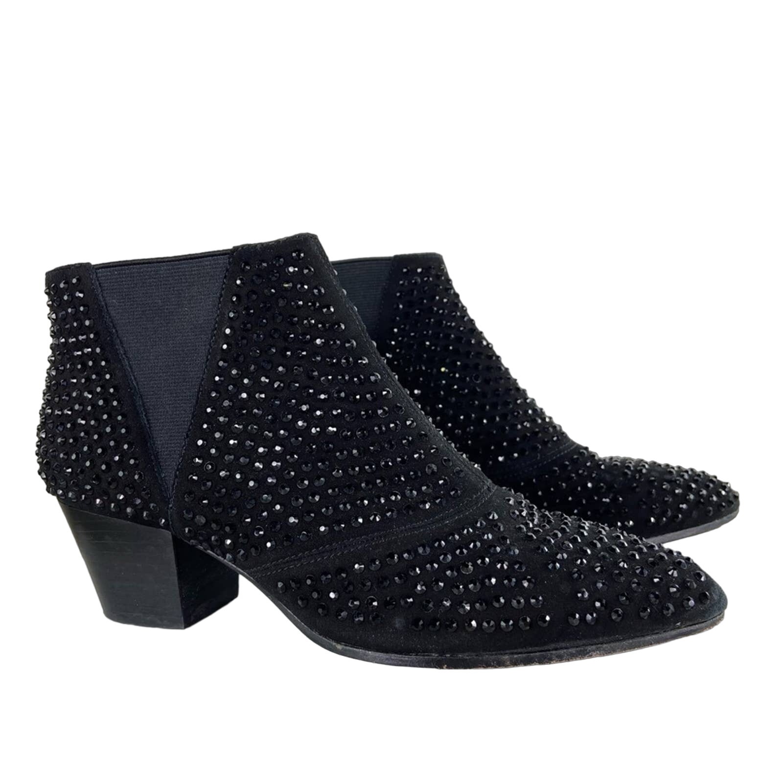 Ash Sparkly Sequin Ankle Boots Black Jeweled Bootie Slip On Chelsea Size Eu 37